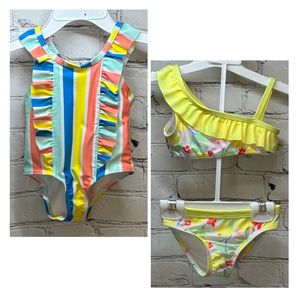 2 Wonder Nation Baby Girl Swimsuits (Size 12M)
